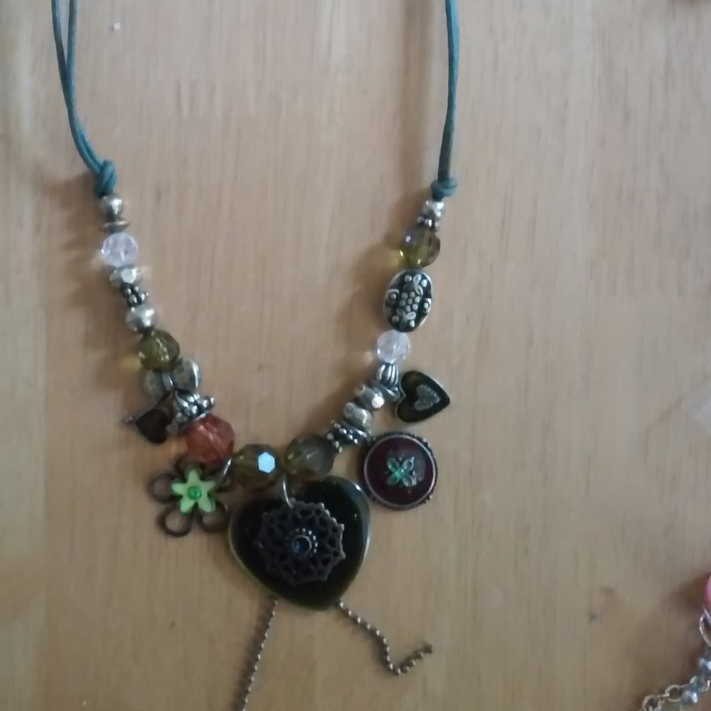 Necklace With Beads And Charms Really Cool Multi Color 12"